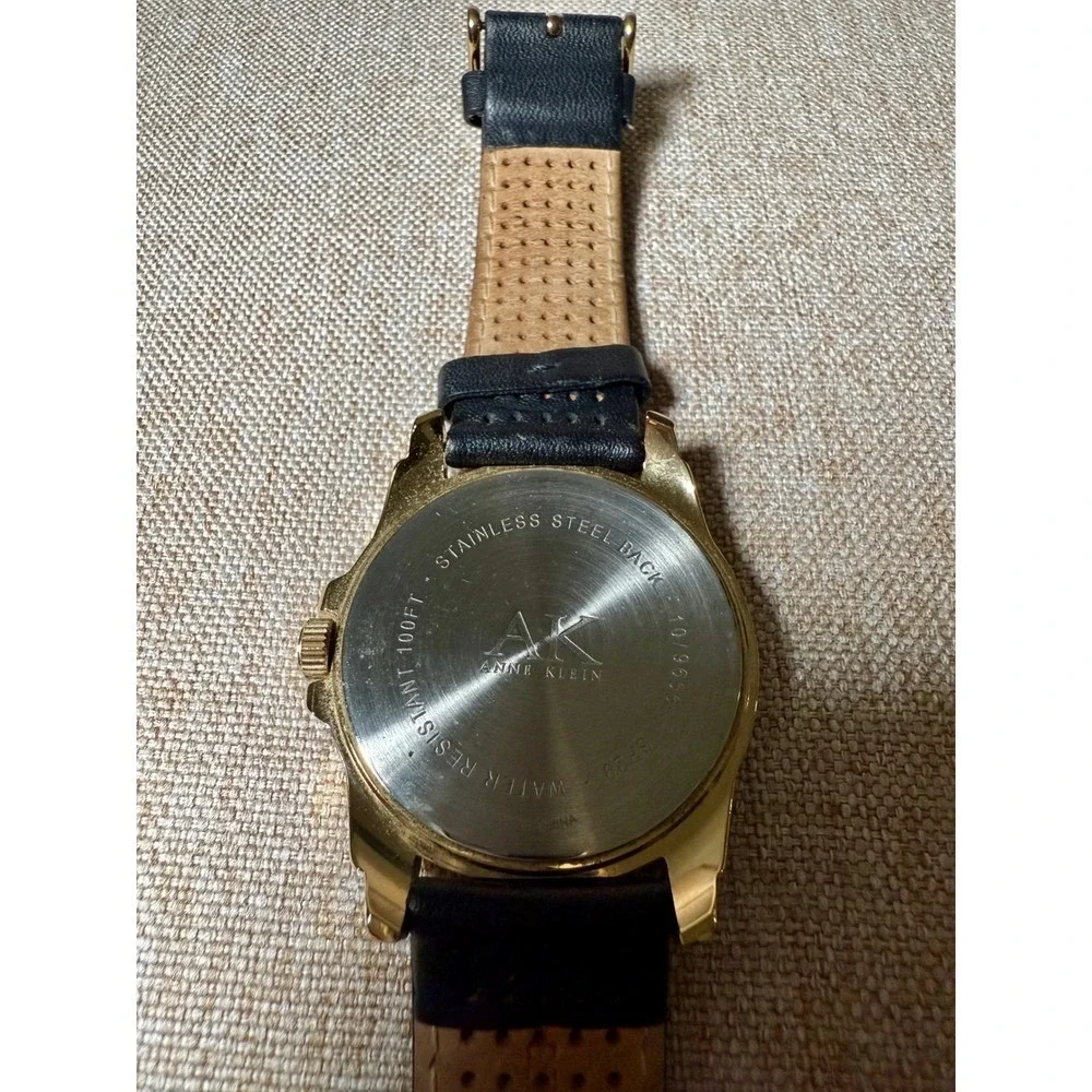 Anne Klein Watch Womens‎ 10/9656 Black Gold Multi-function Leather Strap